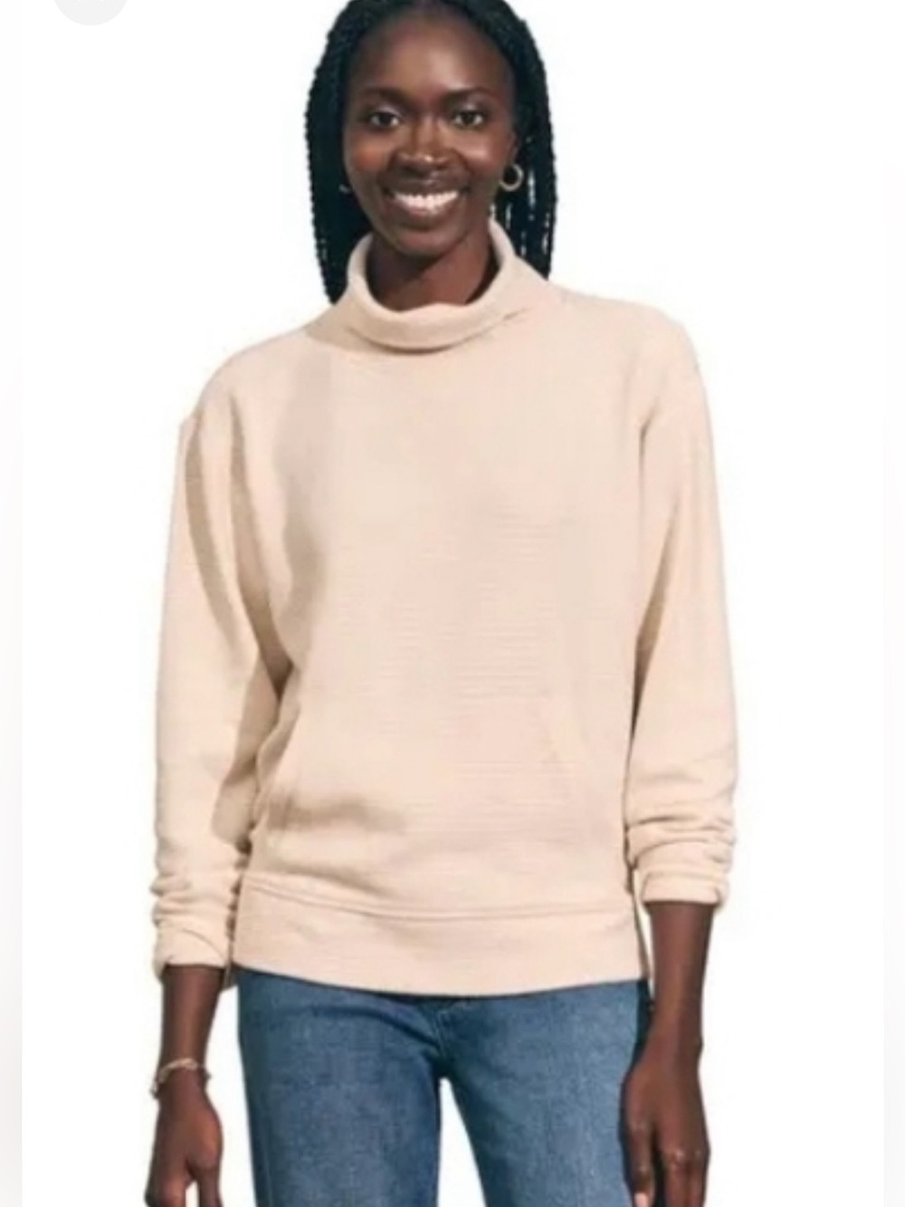 Faherty Beige Organic Cotton Blend Long Sleeve Surf Waffle Pullover Top Sz. XS